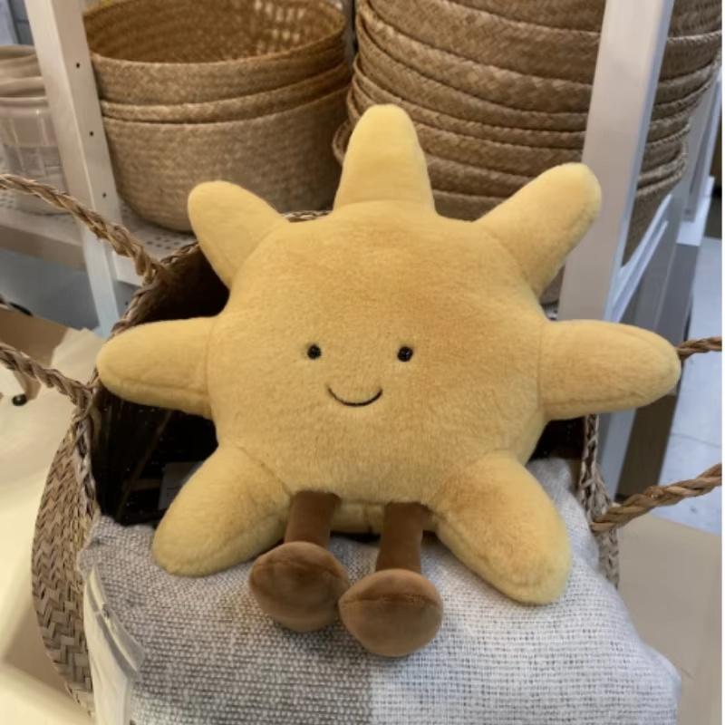 Jellycat Cute Cartoon Weather Plush Toy Smile Face White Moon Yellow Sun Stuffed Animal Soft Sofa Throw Pillow for Home Decor