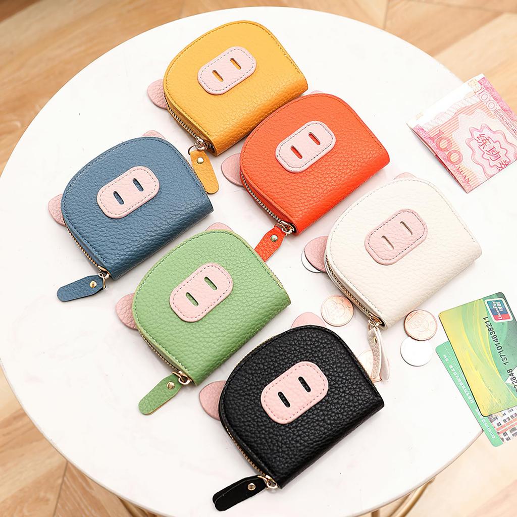 SFTRADE Kreditkartenetui mit Akkordeonfach und Münzfach, Niedliches Schweinedesign, Schlank und Leicht, Großes Fassungsvermögen, Bietet Platz für 11 Karten, PU-Leder,