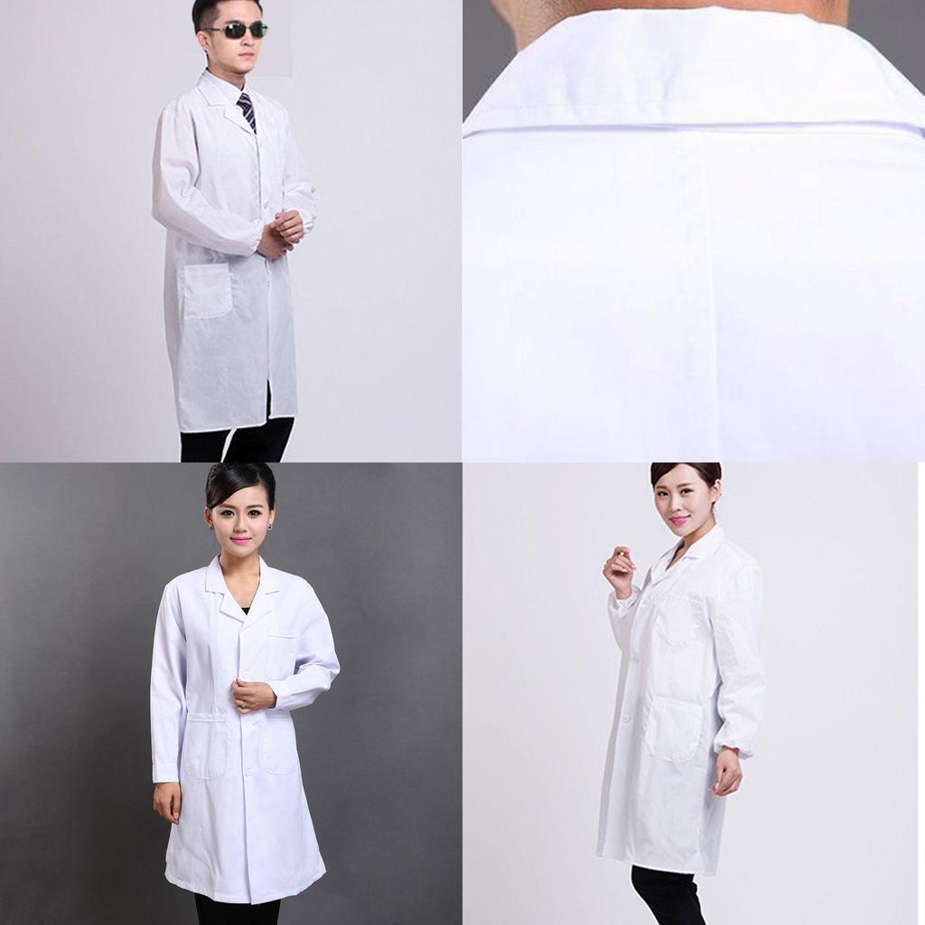 Unisex Doctor Nurse Workwear Long Sleeve Short Sleeve Lab Coat White Winter Summer