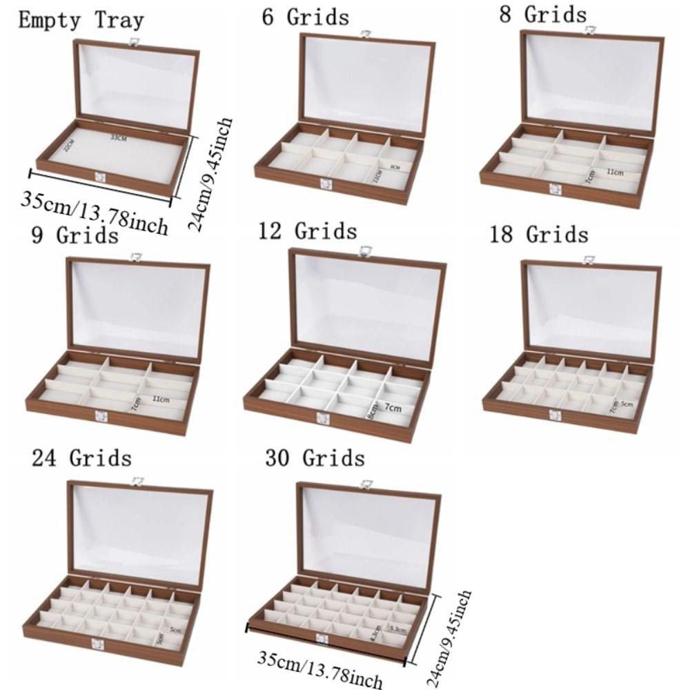 Retro Jewelry Display Tray Decorative Soft Lining Watch Display Tray with Compartments Visible Jewelry Box Necklace Storage