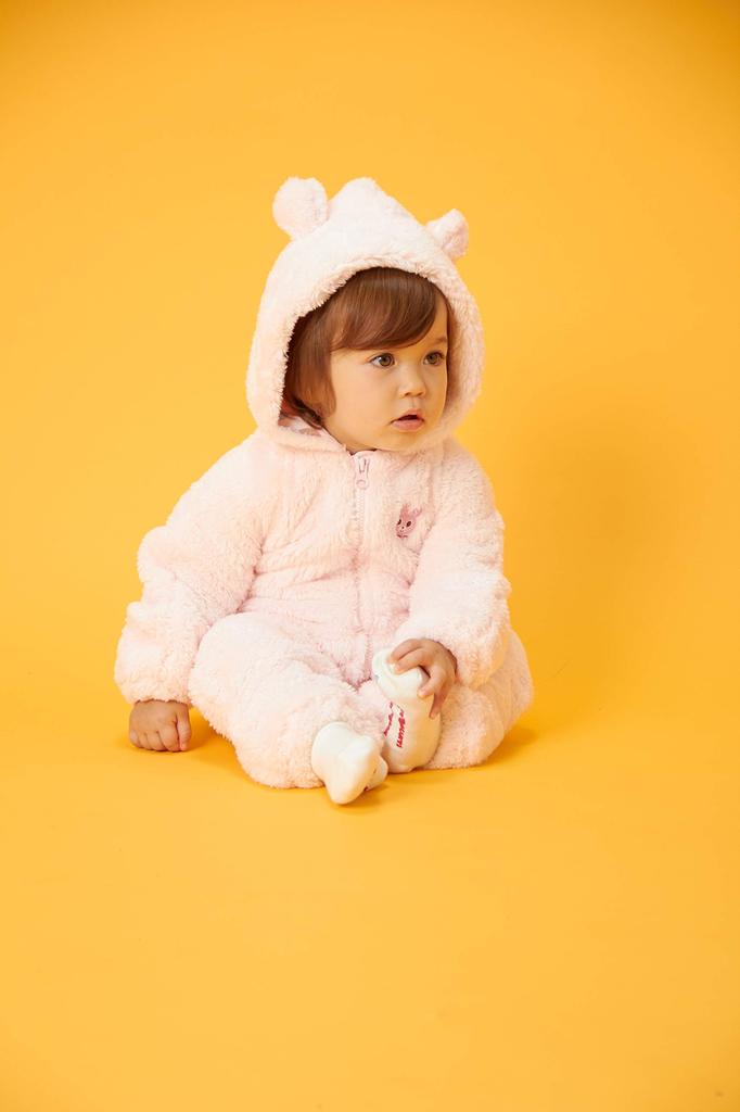 MIKIHOUSE HOT BISCUITS Romper Jumpsuit for Boys and One Size Fits All Product Girls, Pink, (60-80cm), Code 73-1203-615