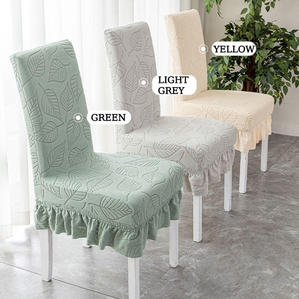 Leaf Pattern Dining Chair Cover Stretchable Seat Protectors  Wedding Banquet