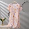 Cotton and silk dress women's summer short-sleeved fashion foreign-style pendulum nightdress mother young 1011 models