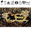 Happy Anniversary Party Background 180*110cm Gold White Banner Decoration, Gold Dripping Glitter Crystal Photography Supplies