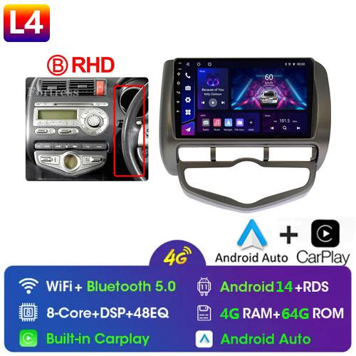 Android 14 Radio For Honda JAZZ City 2002 2003 2004 2005-2007 Car Stereo Multimedia Player Carplay Auto GPS Navigation 2DIN DSP