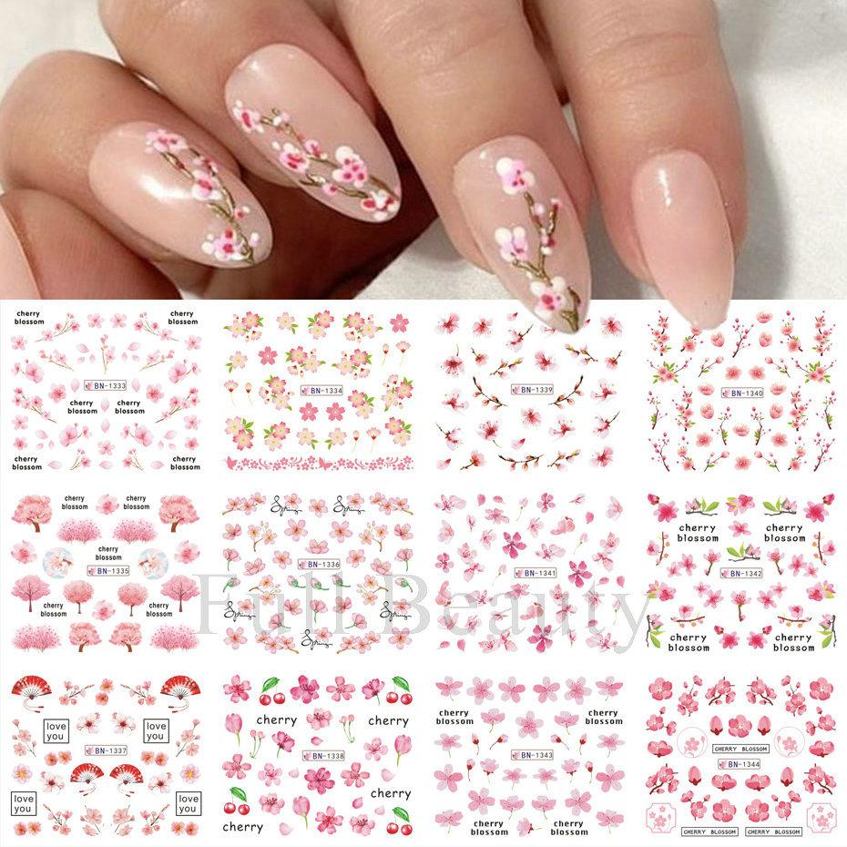 Nail Art Stickers Ins Spring And Summer Flower And Grass Series Zou Ju Flower Watermark Nail Stickers