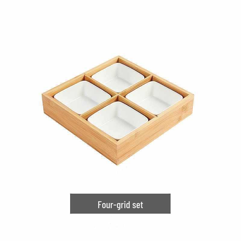 Wooden Multi-Compartment Tea Tray & Snack Plate