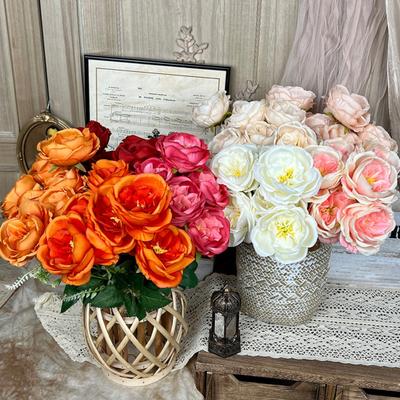 Artificial Rose Bouquet 7 Head Realistic Fake Flower Home Office Wedding Party Table Centerpiece Indoor Outdoor Faux Bloom Decoration
