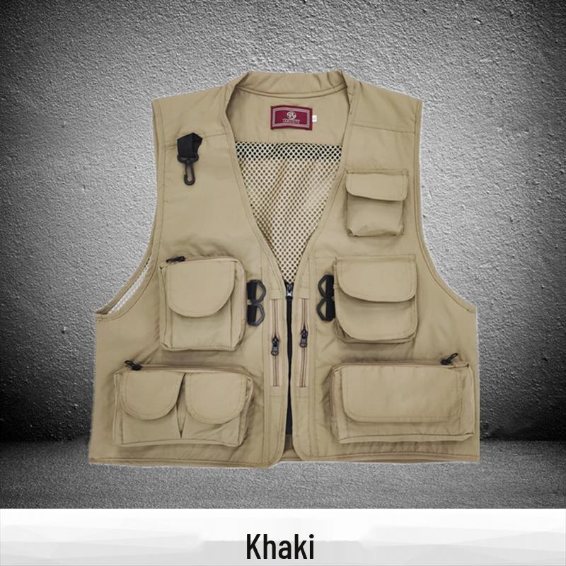 Men's Breathable Multi-Pocket Workwear Vest - Customizable Logo for Outdoor Volunteers