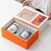 Mutton Fat Jade Ceramic Travel Tea Set - Large Covered Filter Cup Gift Box