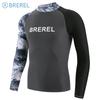 Mens Long Sleeve Rash Guard UV Protection Quick Dry Swimwear Snorkeling Surfing Diving Pool Spa
