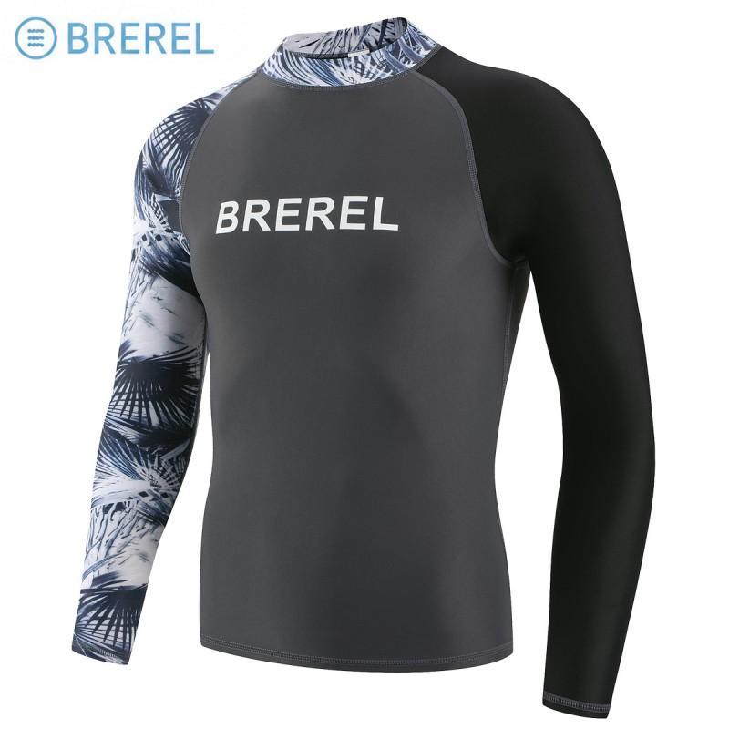 Mens Long Sleeve Rash Guard UV Protection Quick Dry Swimwear Snorkeling Surfing Diving Pool Spa