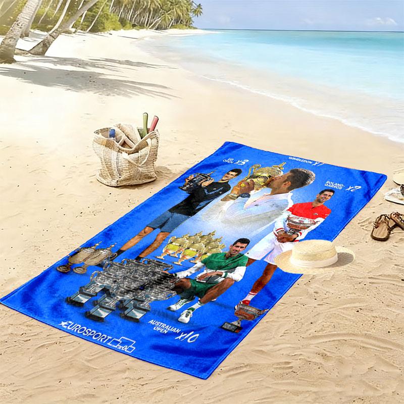 Asciugamano da Spiaggia Novak Djokovic Fighter, Asciugamano Grande Morbido ad Asciugatura Rapida per Spiaggia Campeggio Nuoto