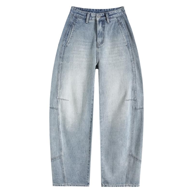 Classic Style Relaxed Fit Banana Wide-leg Jeans for Women In Spring and Autumn Latest High-waist Straight-leg Slimming Floor Scimitar Pants