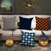 Black White Checkerboard Cushion Cover Halloween Decoration Trick Or Treat Cushion Cover Ghost Pumpkin Head Bat Decoration