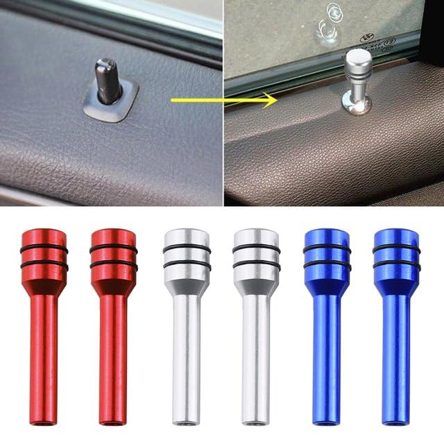 2pcs Red Car Door Lock Pin Door Fitting Modified Component Lock Knob