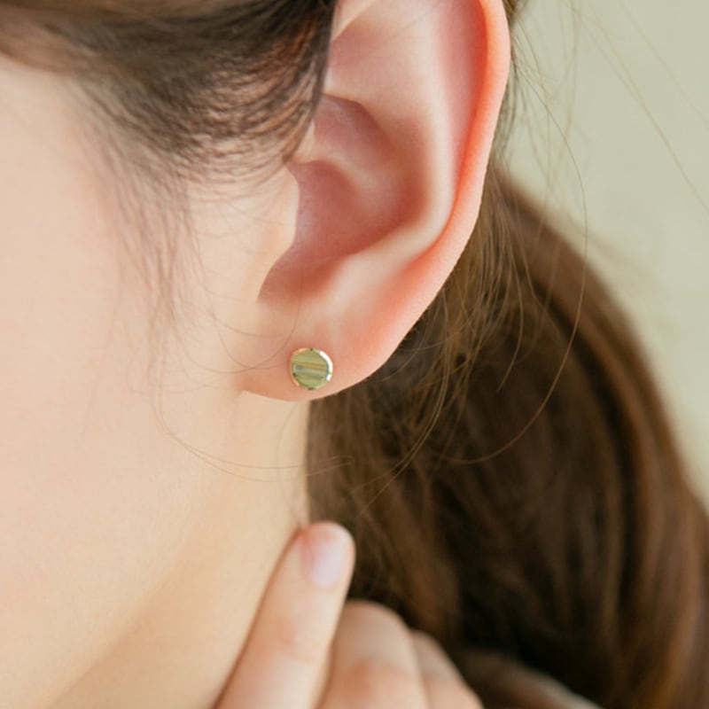 LUNNE 14k Round Button Earrings (14k Gold) #ES12