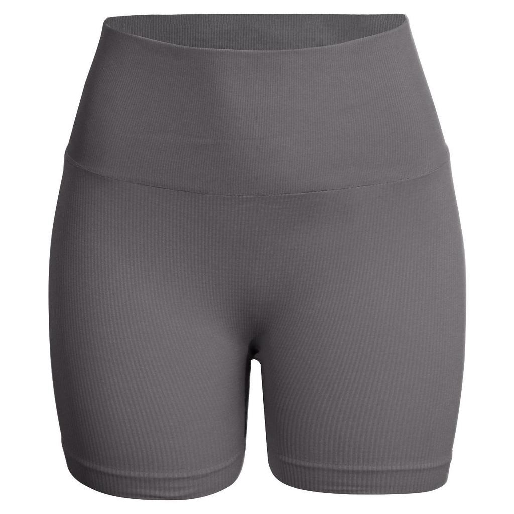 Seamless Ribbed Peach Lifting Yoga Shorts—Super Stretch Slimming Three-Quarter Pants for Running and Fitness