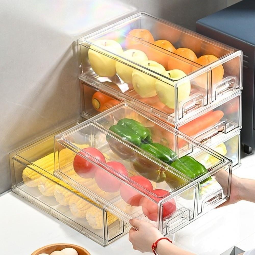Fresh Keeping Refrigerator Storage Box Stackable Cosmetic Display Case  for Kitchen