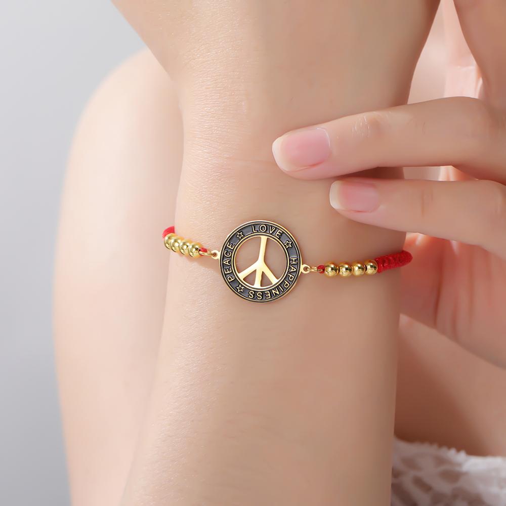 Dawapara Vintage Peace Sign Bracelet Peace Love Happiness Blessing Charm Couple Bracelet Stainless Steel Jewelry