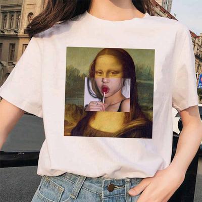 Tričko Mona Lisa Hip Hop 90S Ležérní Tričko s krátkým rukávem Oblečení Streetwear Harajuku Style T