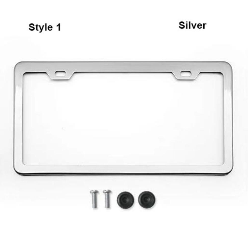 

2 Hole License Plate Holder Black/Silver License Plate Cover High Quality License Plate Frame Style 1 Silver