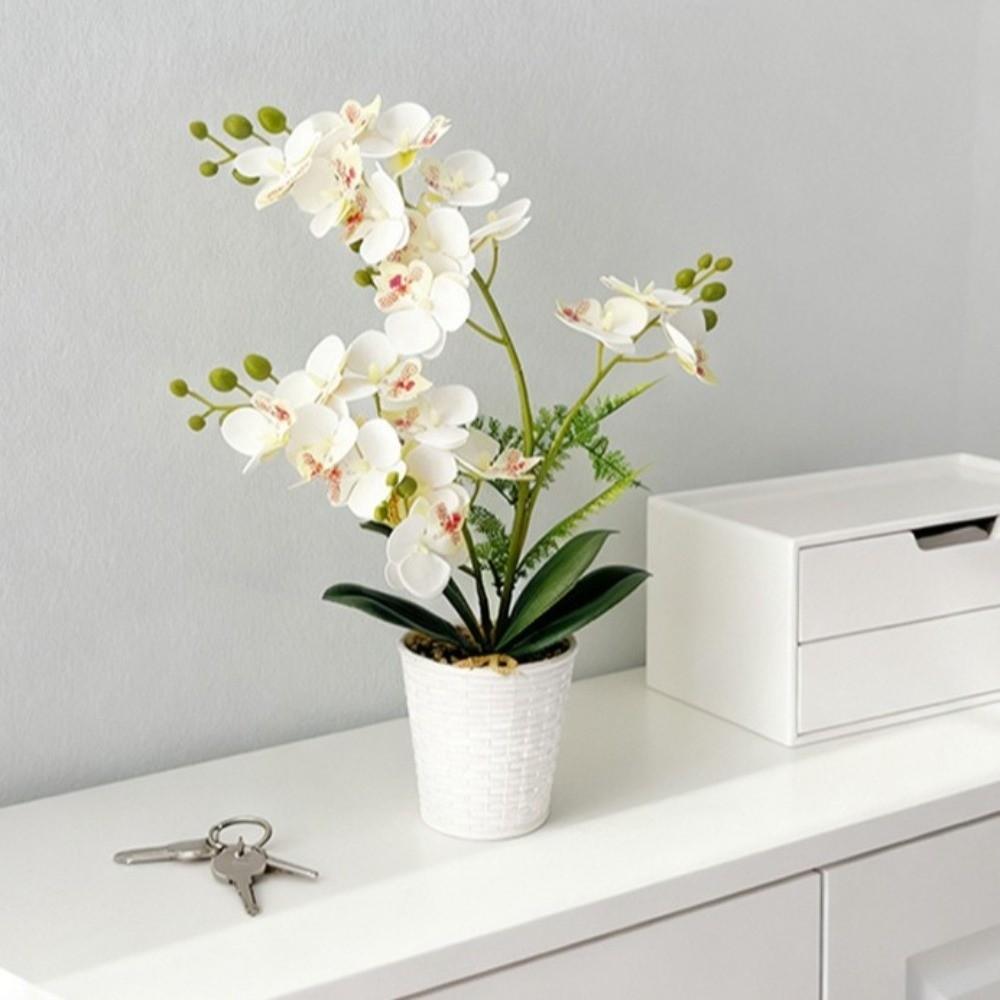 Multi-Bloom Artificial Orchid Bonsai DIY Artificial Faux Plants New Plastic Fake Flower  Home Decor