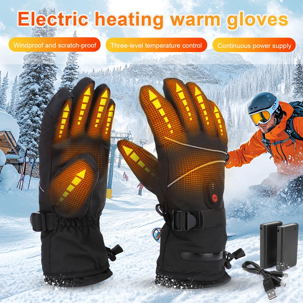 Electric Heating Gloves 4000mAh Anti-Scratch Heated Gloves Rechargeable Windproof Hand Warmer for Motorcycle Bike Glove