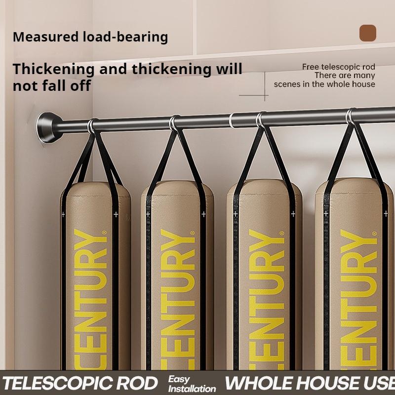 Schwarz 65-255cm Verstellbarer Edelstahl Wäscheständer Bohrfreie Teleskopstange Vorhangstange für Balkon Badezimmer