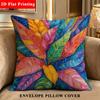 1pc Modern Style Pillow Cover, Vibrant Watercolor Tropical Leaves Blue Galaxy Soft Polyester Material