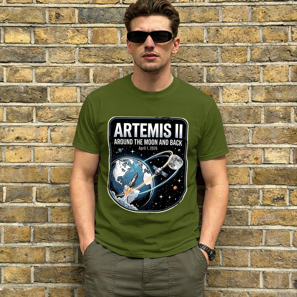 Oversized T Shirt Summer Artemis Ii Moon Mission Trending T Shirts Cotton Tee Shirt For Man Y2k Casual Printed Short Sleeve
