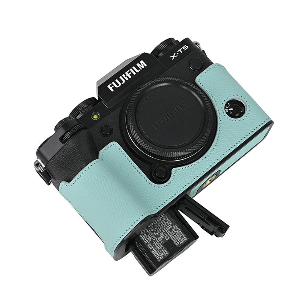 Aluminum Metal Camera Bag Genuine Leather Half Body Case For Fujifilm XT5 Fuji X-T5 Battery Opening Bottom Cover