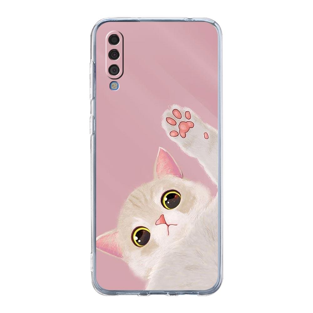 Phone Case For Samsung A14 A50 A70 A30 A40 A20E A10S A20S A02S A04S A12 A22 A32 A34 A42 A52 5G A54 Cat Cute Kitten Cartoon Cover
