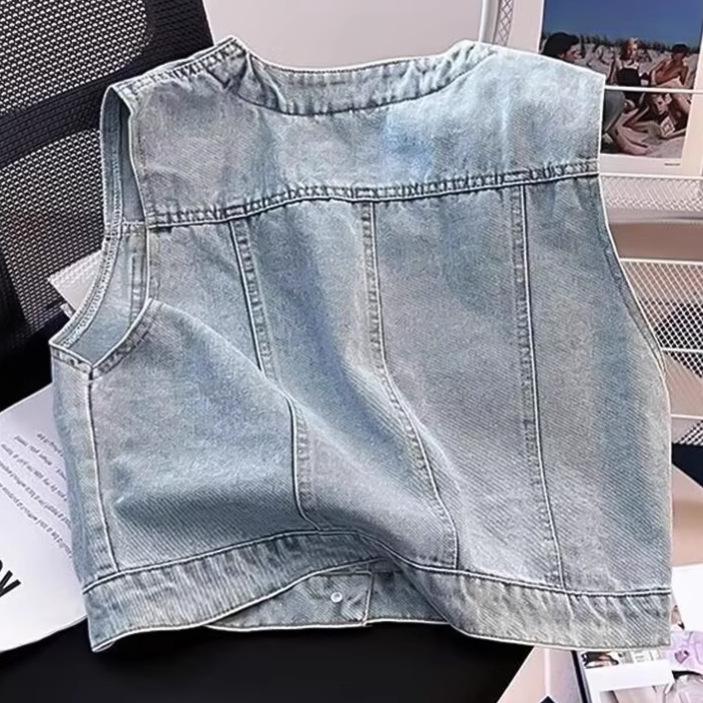 Women's Cowboy Vest Jacket Summer New Korean Version Spring and Autumn Sleeveless Vest