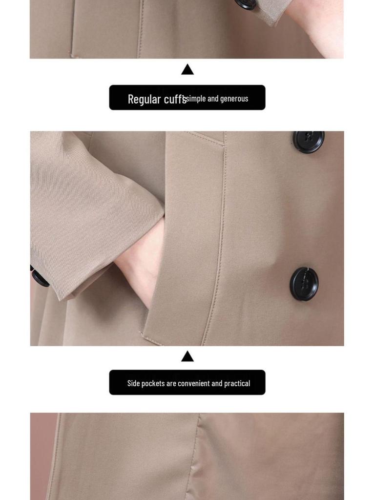 Elegant Spring 2025 Women's Mid-Length Trench Coat for Elderly Ladies