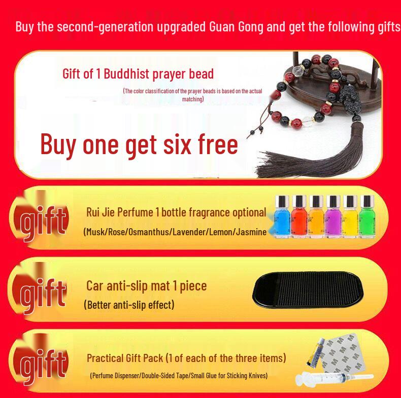 Ozdoba Buddy do wnętrza samochodu - Guan Gong Bóg Bogactwa dla Pokoju i Ochrony