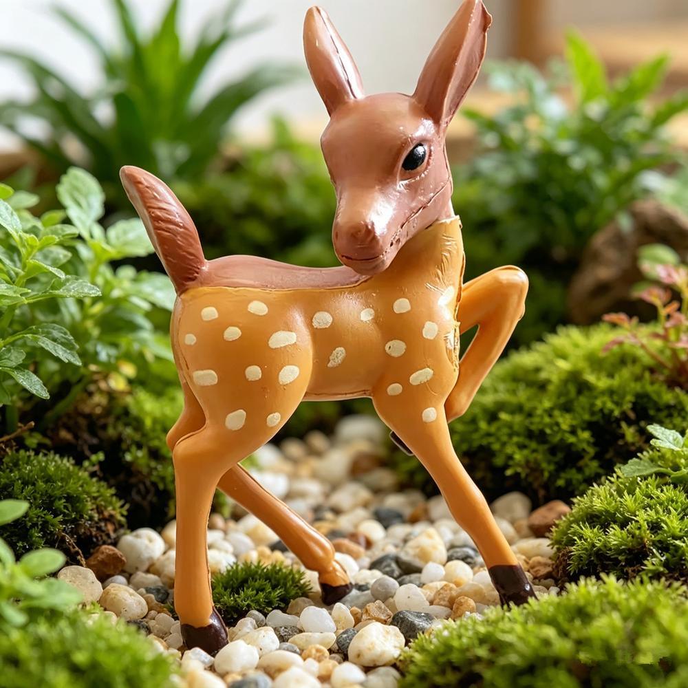 2 pz/Set Mini Cervi Sika Artificiali Miniature Gnomi per Giardino delle Fate Terrari di Muschio Artigianato in Resina Figurine Per Decorazione Casa