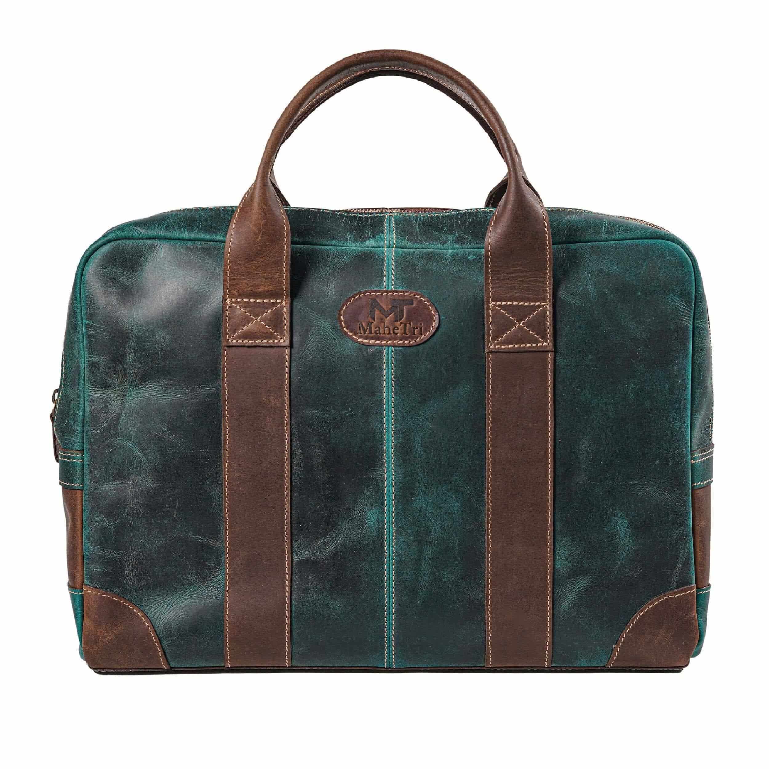 MaheTri Jefferson Briefcase 14 Inch Green For Men & Women 14-Inch зелёный