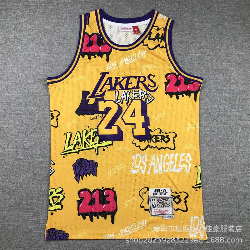Amerikanisches Trikot Lakers Knicks Magic Speziell Retro-Stil Trend Sport und Freizeit Graffiti Camouflage Basketballtrikot Herren