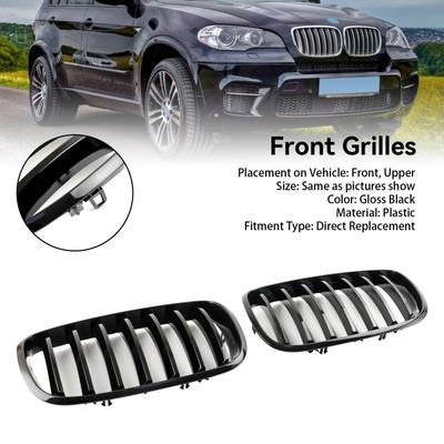 Front Bumper Kidney Grille Grill Fit BMW X5 E70 X6 E71 2007-2013 Gloss Black