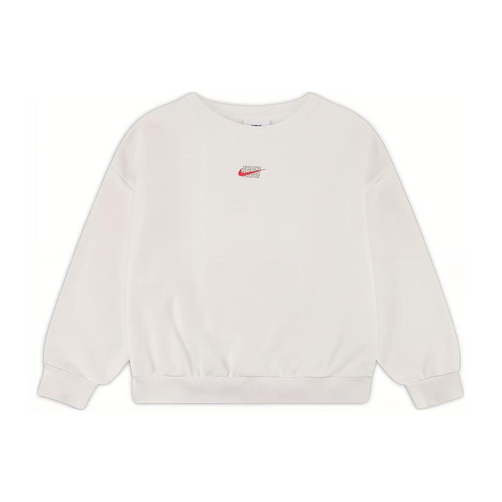 Nike Sweatshirt Round Neck Printed Long Sleeve Knit Sports Kids Tops White HJ0833-133