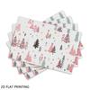 4pcs/6pcs Pastel Pink Christmas Table Mats Suitable for Xmas Tree Placemats, Wipeable Rectangular Dining Decor with Xmas Tree Print, Hand Washable Sui