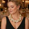 V-neck Accessory Necklace 1 Set Chunky Faux Pearl Jewelry, Beaded Choker And Large Earrings, Metallic for Women Dinner Parties Wedding