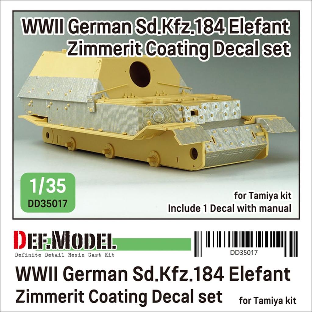 Defmodel German Elephant Heavy Tank Destroyer Zimmerit Coating Decal Set Plastic Model Decals DD35017 1/35 Sd.Kfz.184 (for Tamiya)