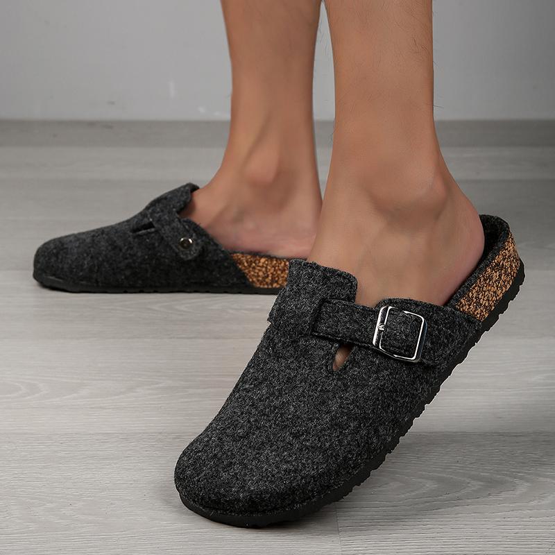 Fashion Men Half Shoes Casual Women Cork Clogs Slippers Fashion Suede Slip on Flat Sandals Soft-Soled Casual Sandals Antislip Outdoor