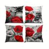RetroStyle Red Rose Floral Throw Pillow Covers Soft Stain Fabric Cover with Zipper Closure Cushion Cover