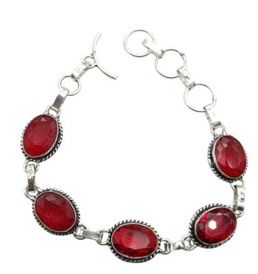 Red Garnet Gemstone Silver Plated Handmade Bracelet Jewelry BR 86