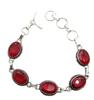 Red Garnet Gemstone Silver Plated Handmade Bracelet Jewelry BR 86