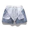 Men's Gingham Check Casual Shorts – Elastic Drawstring Waist Pocket Shorts for Summer Daily & Streetwear