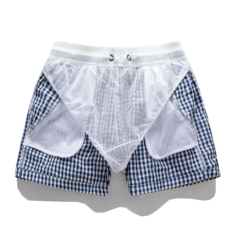 Men's Gingham Check Casual Shorts – Elastic Drawstring Waist Pocket Shorts for Summer Daily & Streetwear